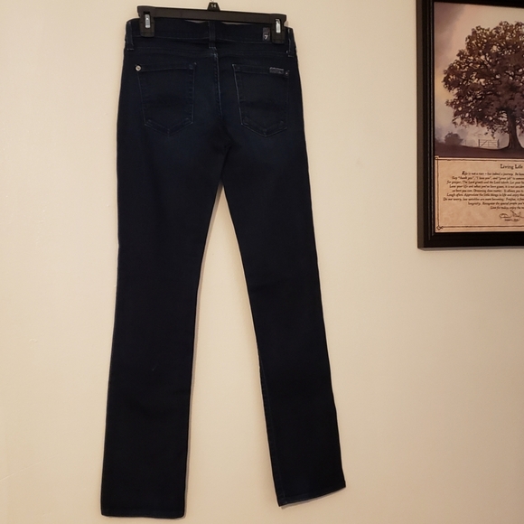 7 for all Mankind Slim Straight Jeans Dark Wash Womens Luxury Classic Summer - Picture 10 of 12